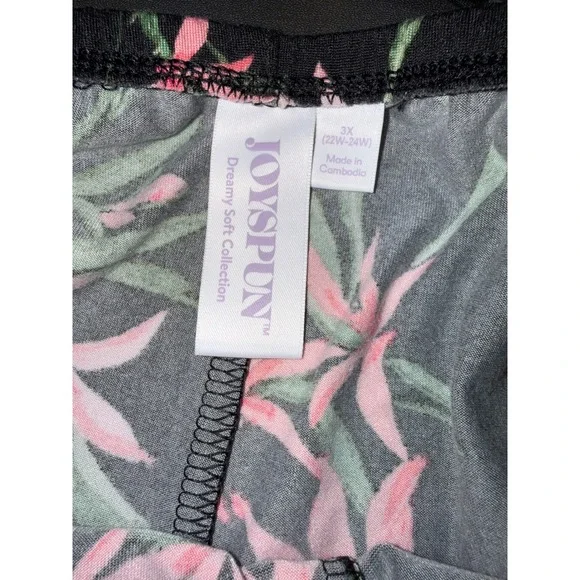 Joyspun Dreamy Soft Floral Pajama Set 3X Black Pink Yellow Lace Trim Cami Shorts - Picture 6 of 6